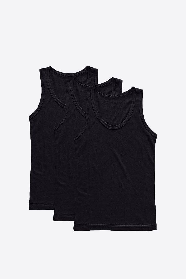 Malabadi-Boy's Black 3-Piece Thin Summer Undershirt 210 (2 - 4 - 6 YEARS) 1