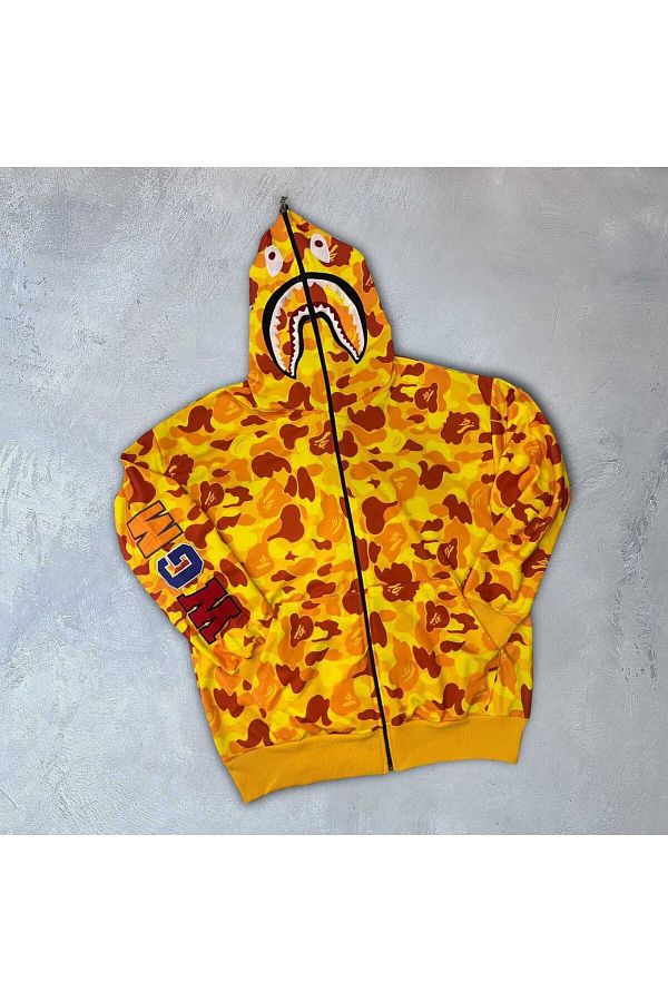 Mhm Unisex Men s Women s Embroidered Yellow Bape Cardigan Trendyol