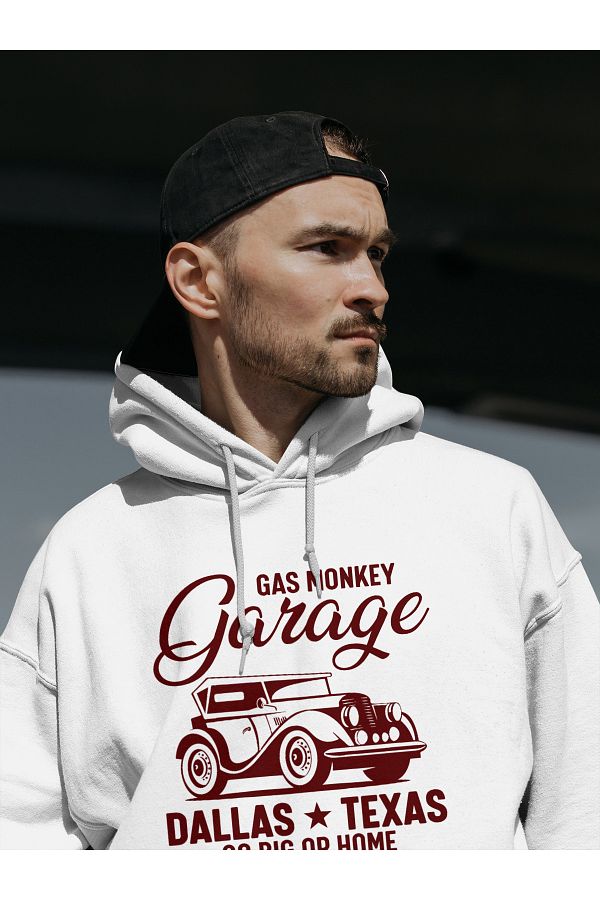 Fasel Gas Monkey Garage Dallas Texas Printed Unisex Hooded Sweatshirt Trendyol