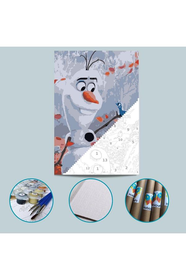 Hobiart-Olaf Frozen Canvas Painting by Numbers Set for Kids Including Paint and Brush 1