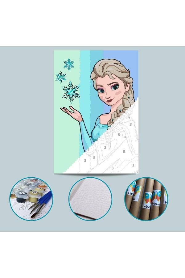 Hobiart-Elsa Canvas Painting by Numbers Set for Kids Including Paint and Brush 1