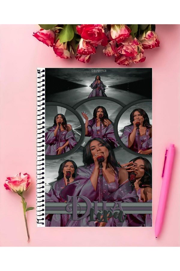 ROLLAS STORE-Dua Lipa 1 Piece Special Design A4 Size Medium Size Notebook with Wire 1