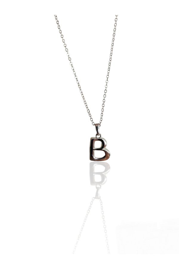 Alexis Carrel-Women's Silver Plated Balloon Letter B Necklace, Bubble Letter Necklace 1