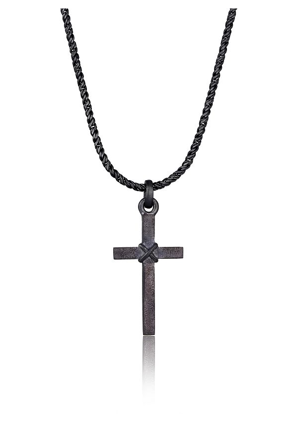 KUZZOI-Halskette Herren Kreuz Flach Kordelkette 925 Silber 1