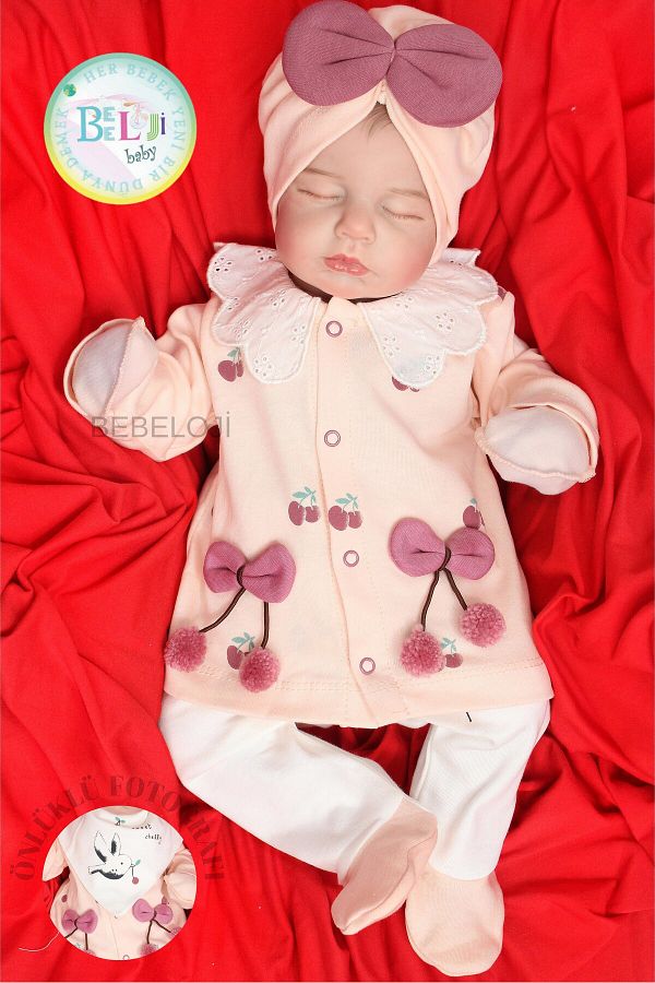 Bebeloji Baby Cherry Baby Girl Hospital Release Set of 5 Newborn Outfits Trendyol