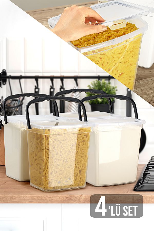 Meleni Home-Δοχείο Αλεύρι και Οσπρίων 4 τεμαχίων Δοχείο αποθήκευσης 6 Lt 1