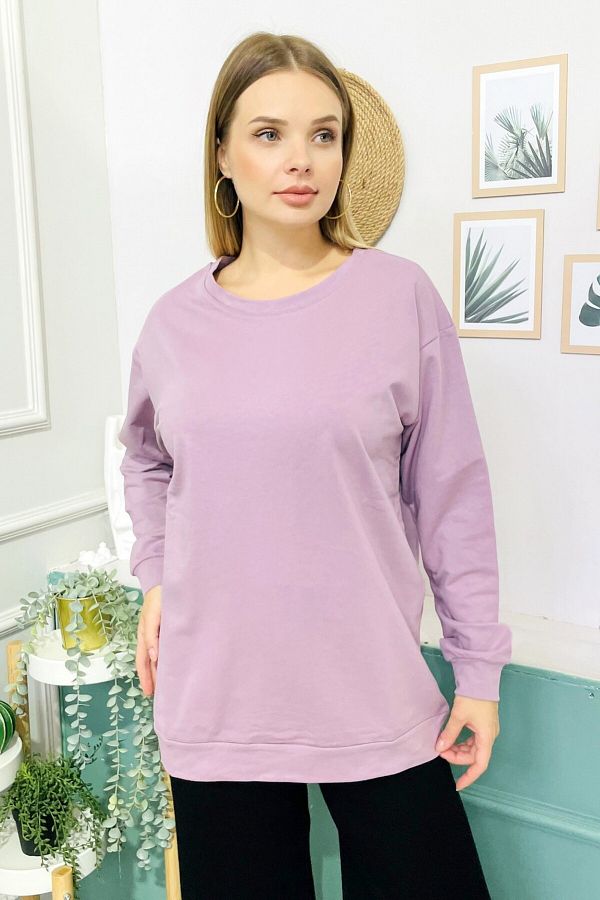 StilOBA LILA OVERSIZE B NECK SWEATSHIRT Trendyol