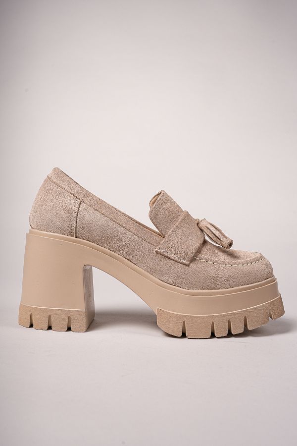 Riccon-Aendorei Women's Loafer 0012509 Beige Suede 1