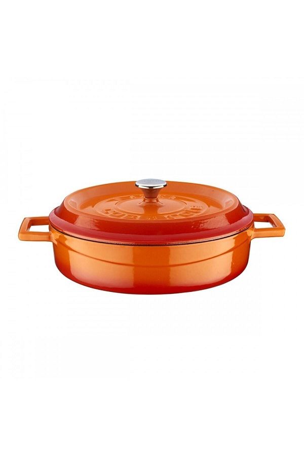 Lava-Cast Iron Multi-Purpose Flat Pot Trendy Series Diameter(ø)24 - Orange 1