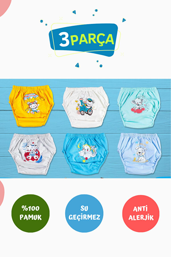 Bamoola 3 Adet Kız - Erkek Lüx Çocuk Alıştırma Külodu (Modellerde Farklılık Olabilir)