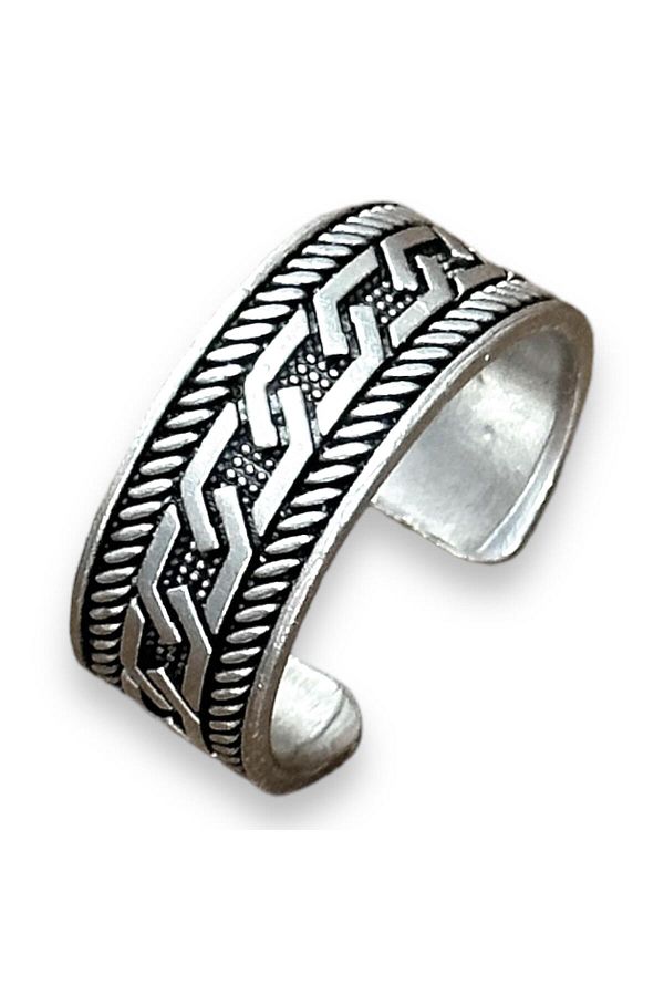 Takı Dükkanı-Adjustable Men's Women's Wedding Ring with Pointed Chain Motif bby23 1