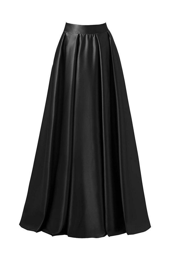 Black satin full circle skirt online
