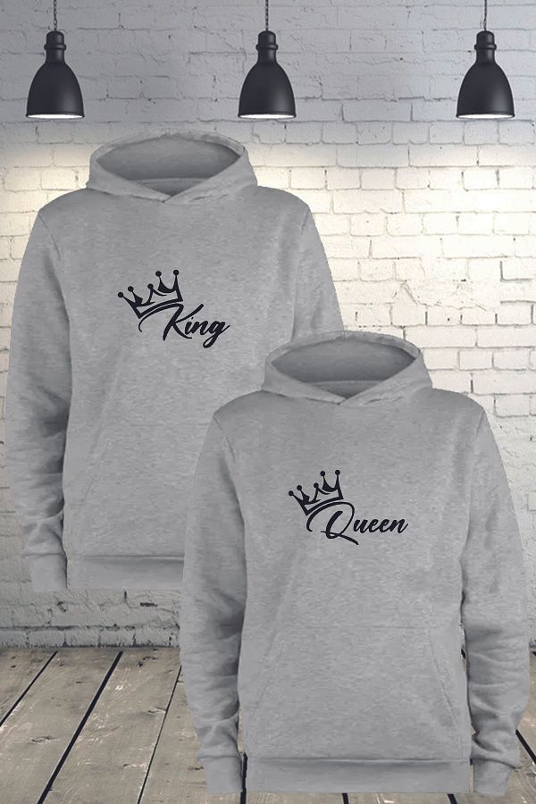 BAGU STORE Lover Combination King Queen Printed Oversize Sweat Trendyol