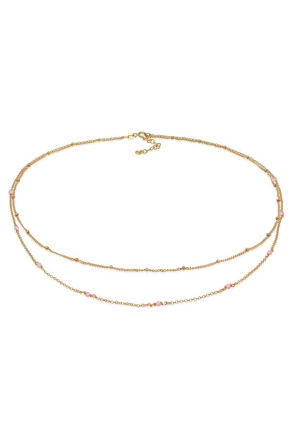 ELLI-Halskette aus 925er-Sterlingsilber – mit rosa Quarzperlen, Damen-Schichtwasserzeichen-Trend 1