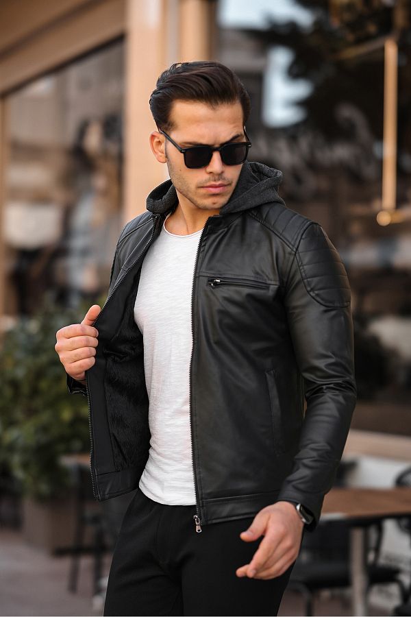 Slim fit leather blazer deals