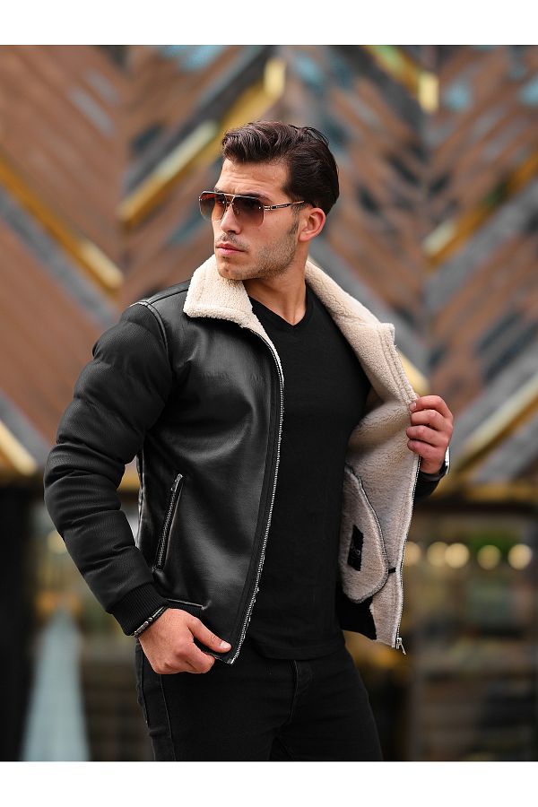 Winter coat with shop patch on sleeve