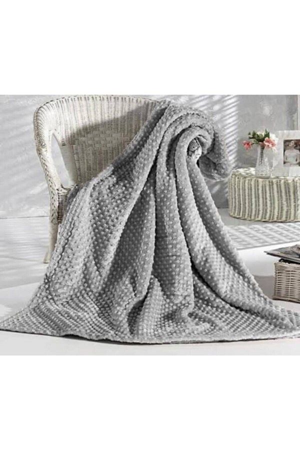 AKSU Ipeksoft Bud Double Mink Blanket 200x220 Gray Trendyol