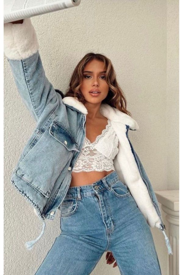 Furred denim jacket hotsell