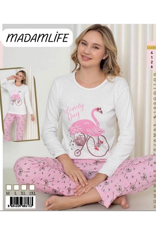 MADAML FEE Cotton Long Sleeve Women s Flamingo Patterned Pajama Set Trendyol