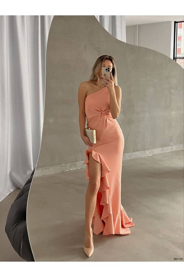 JANES Scuba Fabric Maxi Length Women s Dress with Ruffle Detail Trendyol
