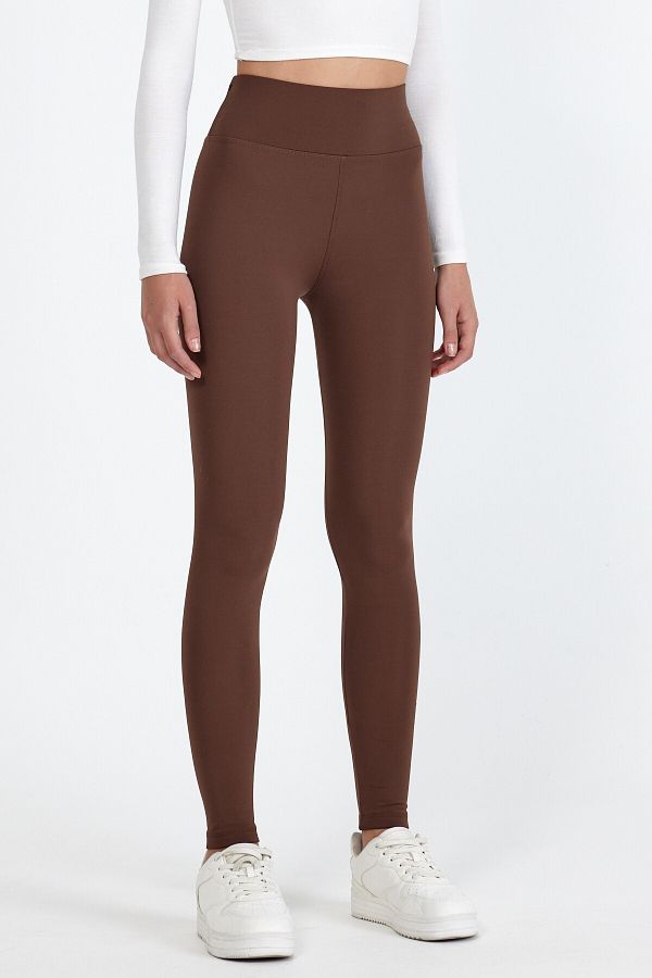 BANEGA Women s High Waist Drawstring Fleece Firming Brown Winter Tights Trendyol