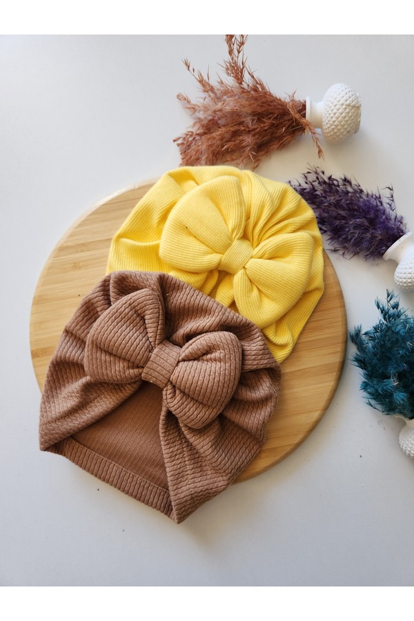 SeherBebeButik Kız Bebek & Çocuk Renkli Bone 2'Li Set