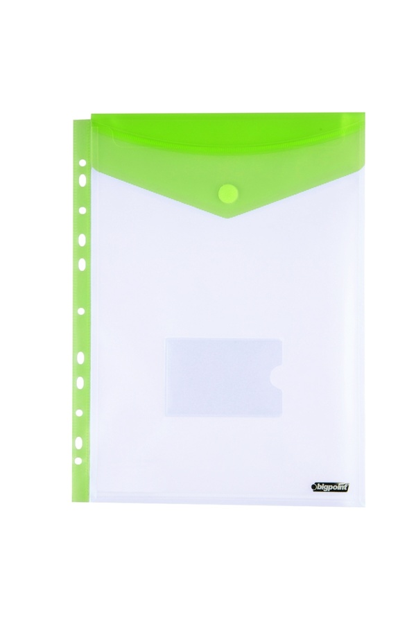 Bigpoint-A4 Green File - 12-Piece Bag with 11 Holes and Vertical Velcro 1