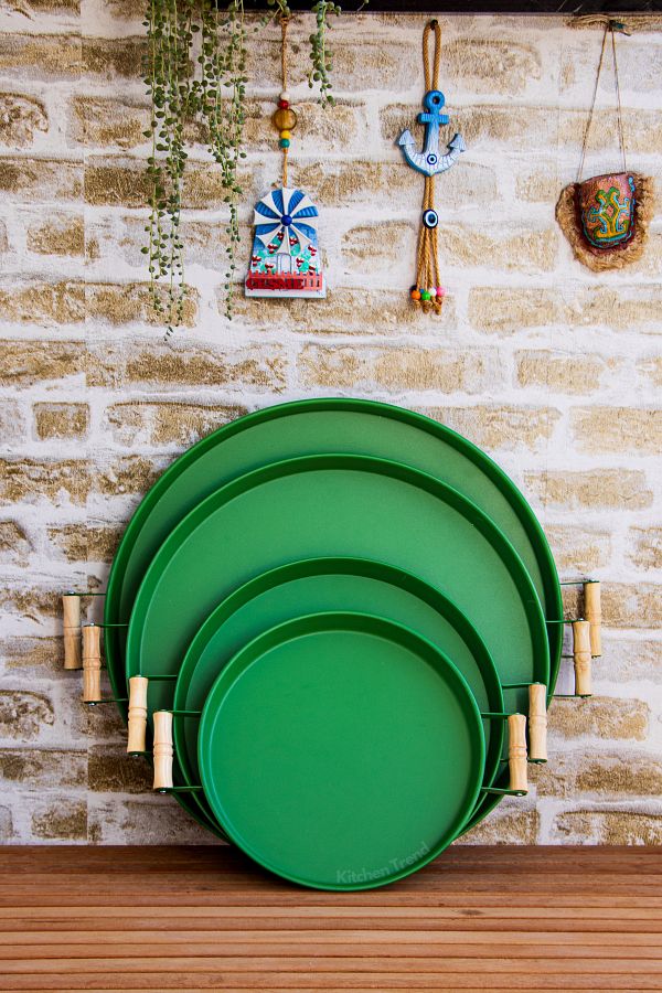 kitchen trend Metal 4 Piece 51 37 45 30 Cm Round Tray Set with