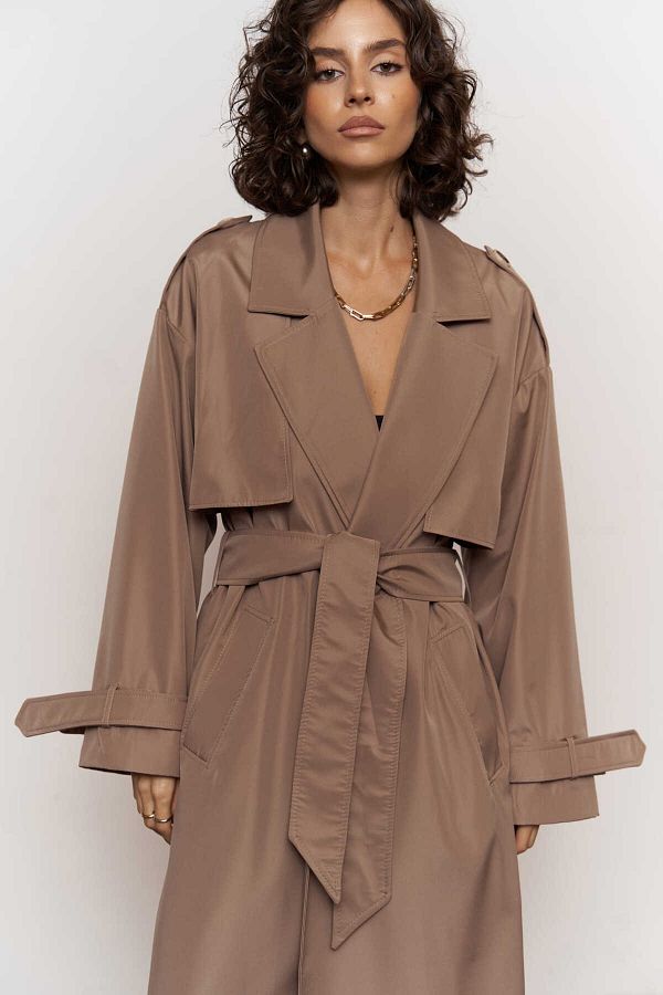 MC MA COLLECT ON Femme Women s Mink Oversize Trench Coat Trendyol
