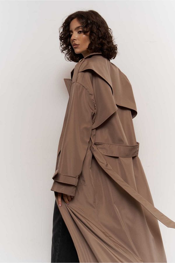 MC MA COLLECT ON Femme Women s Mink Oversize Trench Coat Trendyol