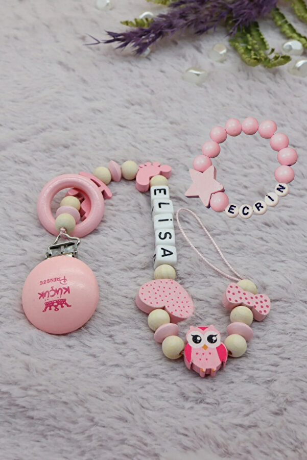 lilamtasarım %100 Doğal Ahşap Ürünlerden Bebek Emzik Zinciri