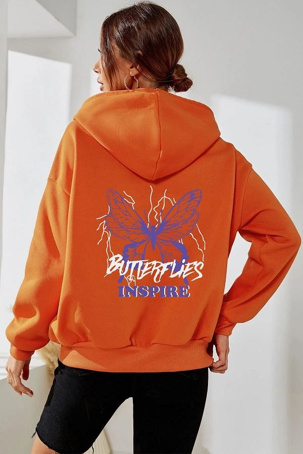 Hoodie orange femme clearance