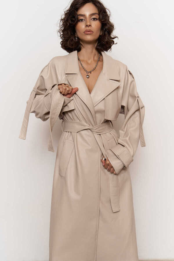 Beige trenchcoat leder clearance