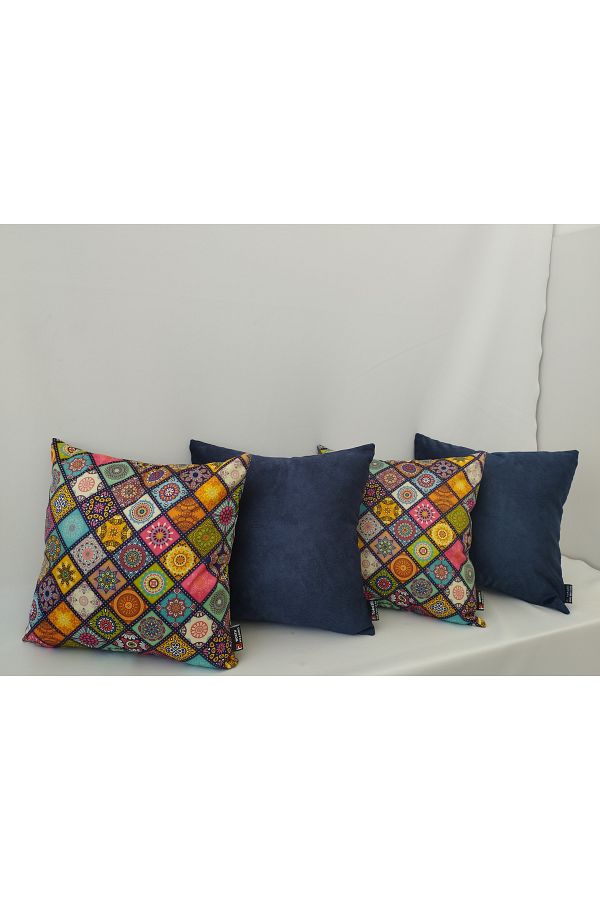 İZ WORTH WEARİNG-MANDALA PATTERNED RAŞEL FABRIC + PRINTED RAŞEL FABRIC WITH CONBIN WITH HIDDEN ZIPPER IS PRICE FOR 4 PIECES 1