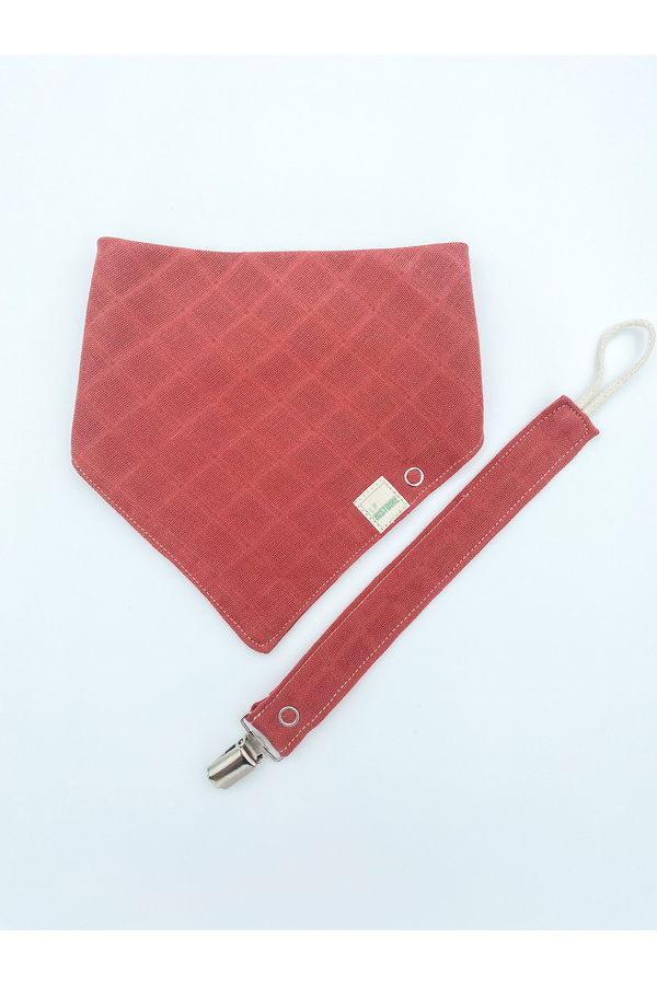 Le Petite Histoire-Pacifier Strap (washable) and Drool Scarf 100% Cotton Muslin 1