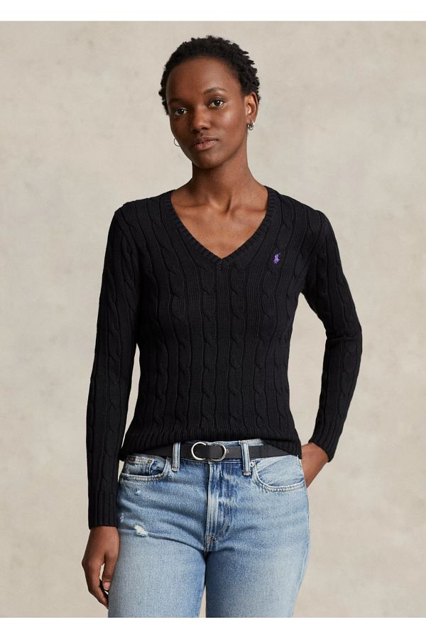 Ralph lauren v neck cable knit sweater top