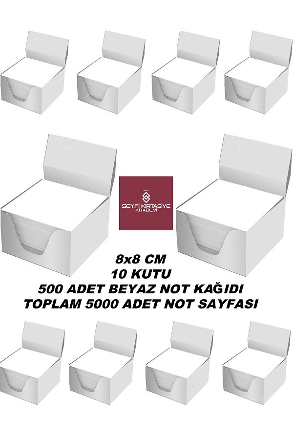 SEYFİKİRTASİYE-8X8 CM CUBE NOTE 500 PAGES X 10 PACKAGES TOTAL 5000 PAGES 1