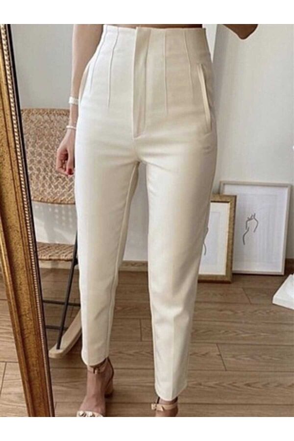 High Waisted Pants, High Waist Trousers, Tapered Trousers, Womens Trousers,  Beige Trousers, Carrot Pants, Tailored Pants, Formal Pants - Etsy