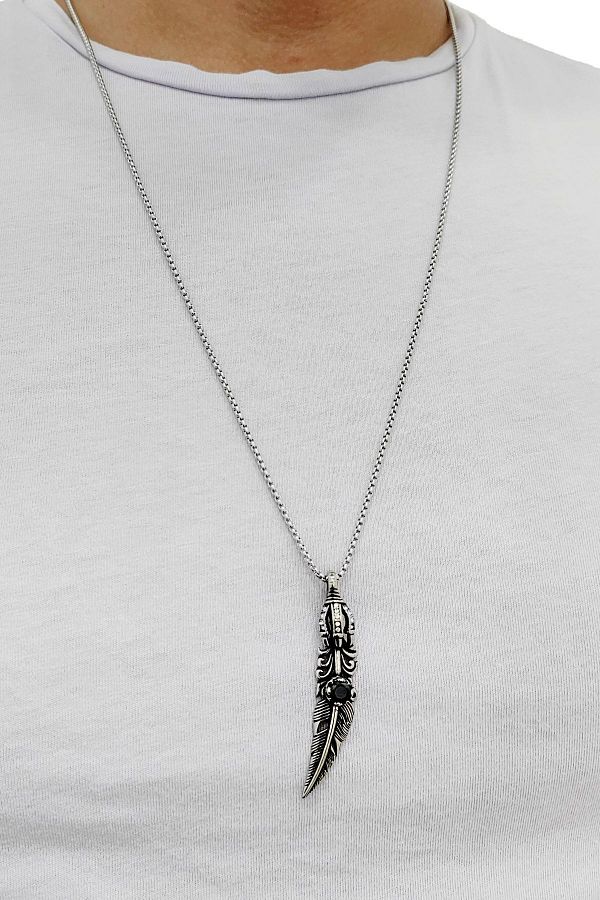 Long chain feather necklace cheap