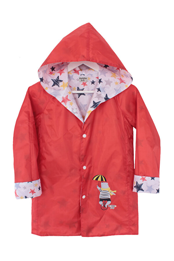 MoMMoKids Ayıcık Baskılı Kırmızı Yağmurluk