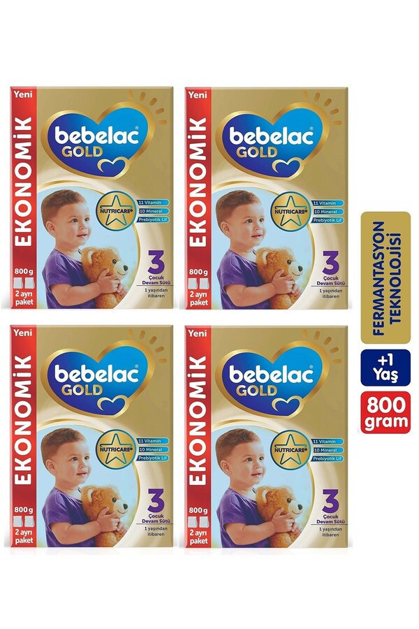 Bebelac Gold 3 Numara 800 GR 12+ Ay 4`lü Avantaj Paketi (3200 GR)
