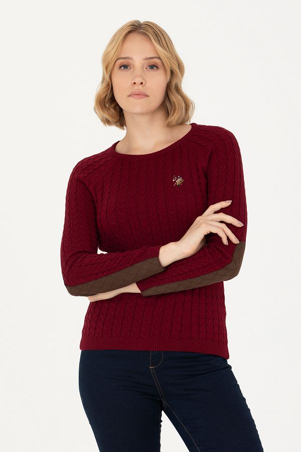U.S. Polo Assn. .Women s Burgundy Crew Neck Basic Sweater G082SZ0TK.000.1629789.VR014 Trendyol