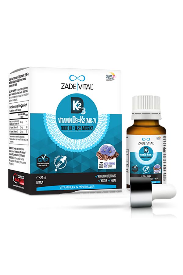Zade Vital-D3 K2 (MK-7) VITAMIN AND LINEN SEED OIL DROP (20ml) 1