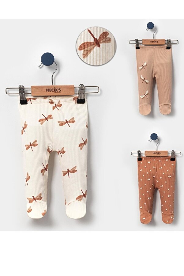 dubi baby kız bebek kahve köpüğü kelebek desenli istanbul tek boy 3'lü bebe patikli alt