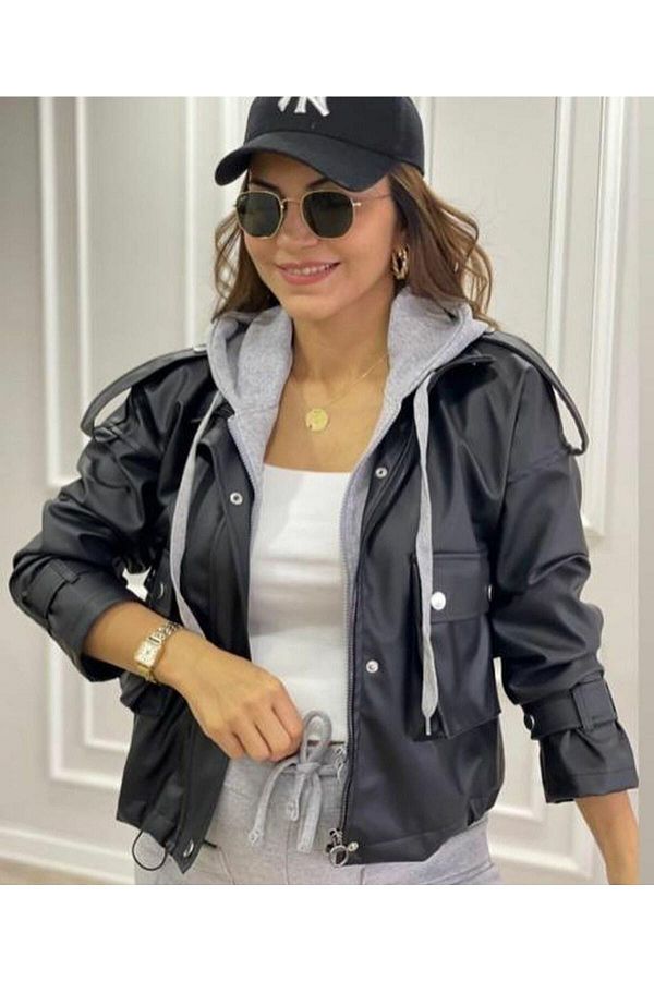 Enter Leather Jacket with Sweat Detail Trendyol