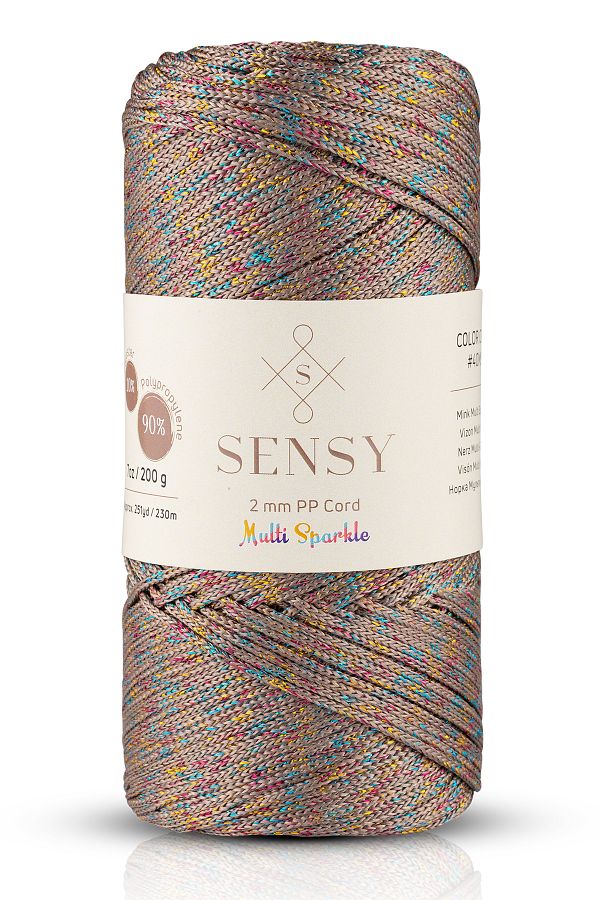 SENSY-Multi Sparkle Glitter 200 gr Polyester Macrame Thread Mink 2 Mm - 230 M Supla Thread 1