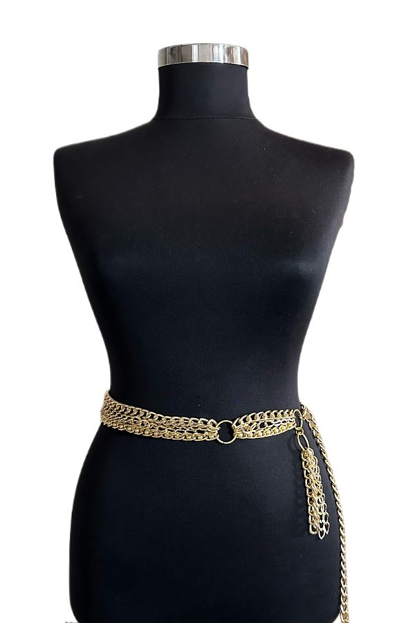 Maiden moda-Gold Color Multiple Chain Detailed Chain Belt 1