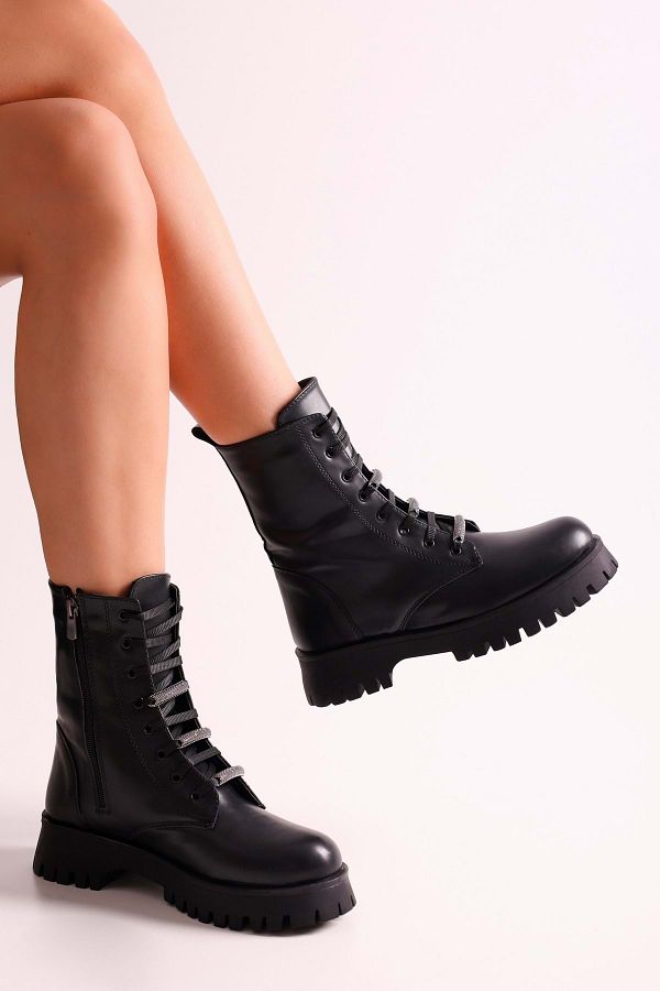 Shoeberry Women s Bowen Black Skin Boots Black Skin Trendyol