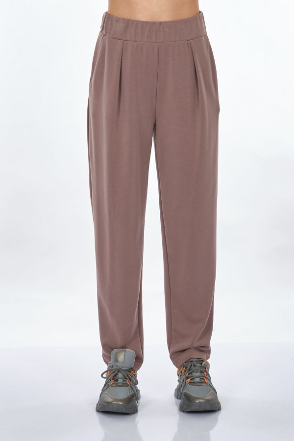 Perspective-Elastic Waist Light Brown Women's Trousers24790166 1