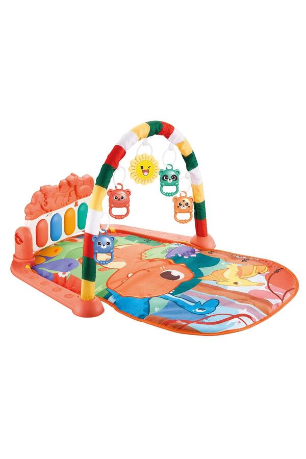 BabyLondy Dinozorlu Güneşli Piyanolu Bebek Oyun Halısı Eğitici Oyuncak Pembe